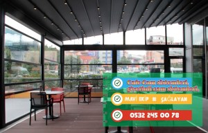 Cafe Cam sistemleri, giyotinli cam sistemleri, Cam ile kapama. MAVİ CAM 0532 245 00 78  Cam ile Kapatma, Cam Kapatma Uygulayıcısı, Mavi Cam, 0532 245 00 78  Kış bahçesi, Kısaca; Cam vb. örtü ile çevrelenmiş içinde oturulabilir bahçe. Çevresi camlarla çevrili küçük cam evler görünümündeki kış bahçeleri, evlerde dört mevsim sıcak ve aydınlık bir bahçe keyfi yaşatır.